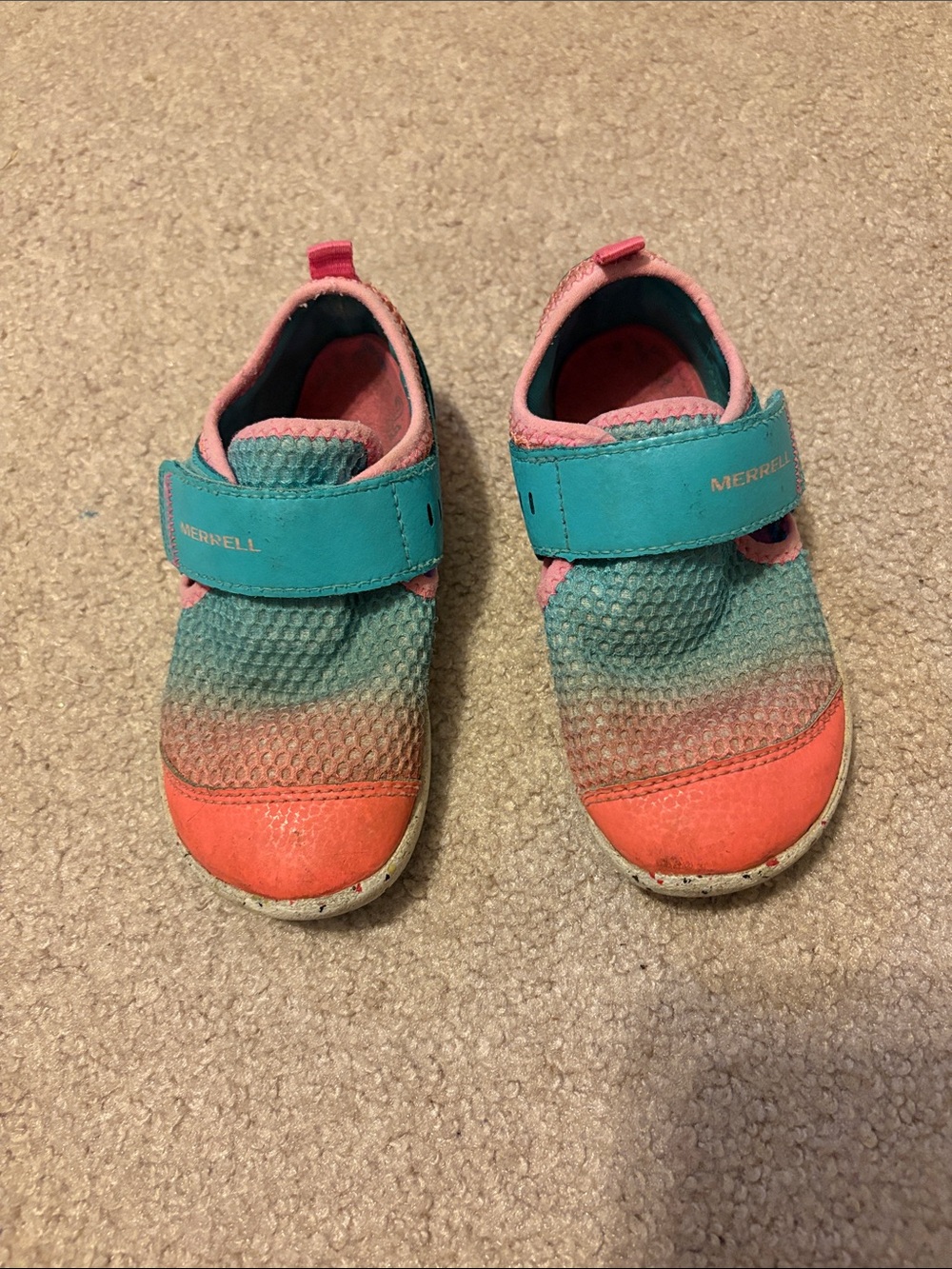 Merrell Bare Steps H2O Kids' Slip-On Athletic Water Shoes - Teal & Coral